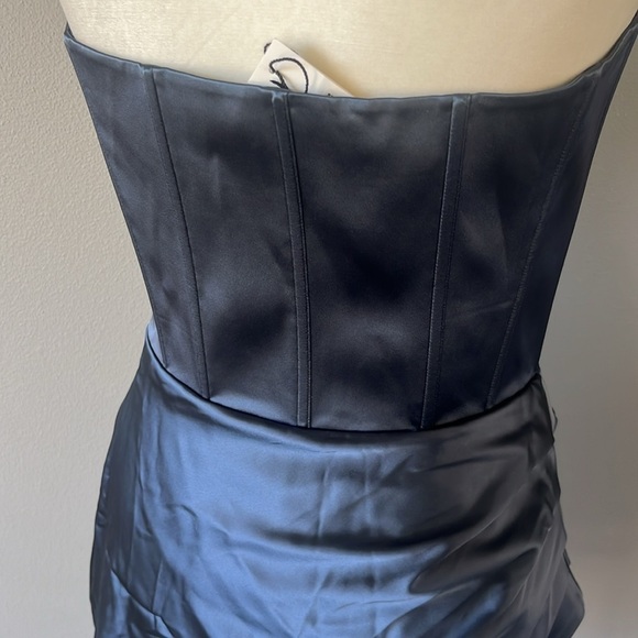 Fleur Du Mal Strapless Draped Dress Slate Blue Strapless - Picture 8 of 14